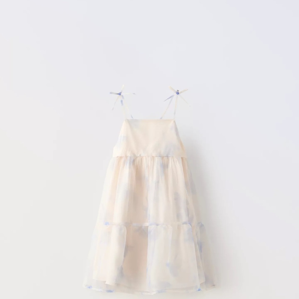 Zara Elegant Cream and Blue Kids Dress